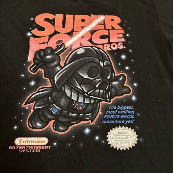 Darth Vader Star Wars Super Force Bros Mario Graphic T Shirt Mens Size Large - Picture 3 of 6